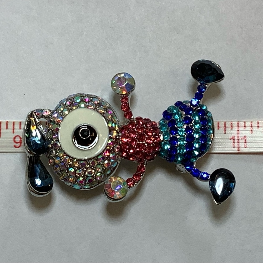 Pink and Blue Rhinestone Cartoon looking Ant Brooch/Pendant - Picture 5 of 8